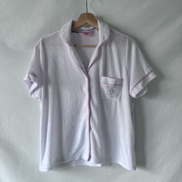 Vintage Y2K Juicy Couture Velour PJ Top XL Rhinestone Back Logo